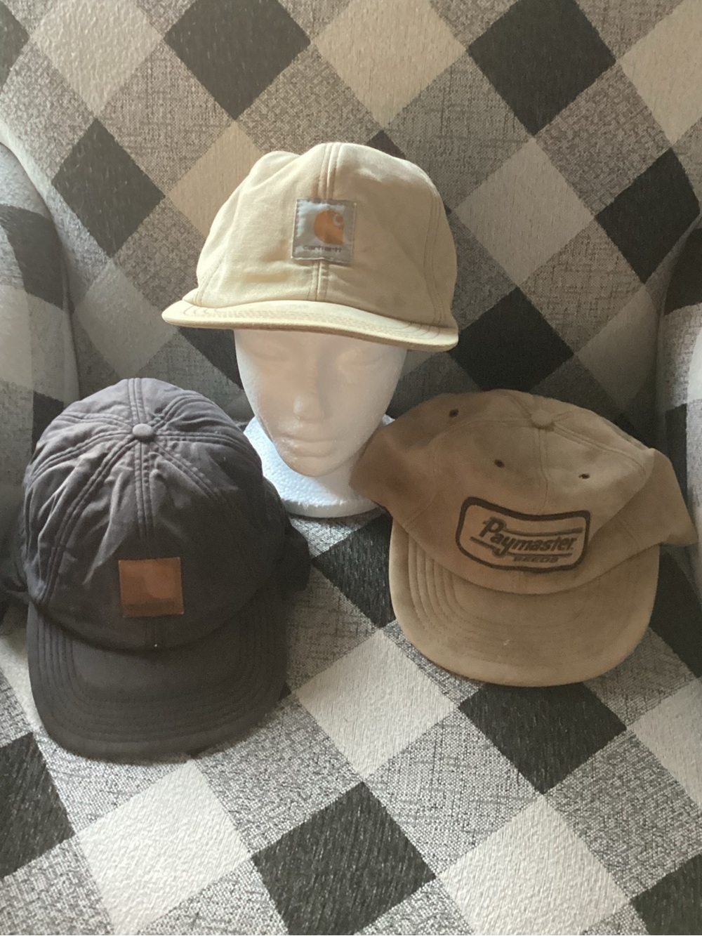 VTG Carhartt Hats Insulated Ear Flaps USA Tan Black Old School Cap Thinsulate 3M